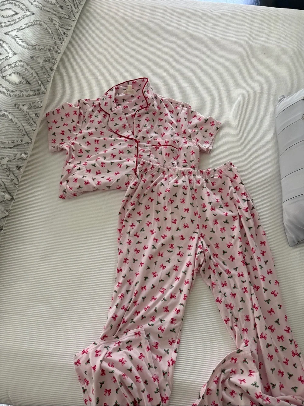 Laura Ashley Pink Christmas Short-Sleeve Pajama Set